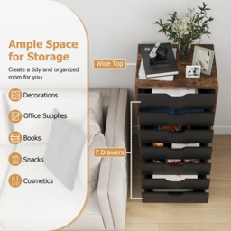 Costway 7 Drawer Brown Mobile File Cabinet - Size: 95 x 49 x 19cm - Wilko - thumbnail 6