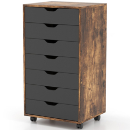 Costway 7 Drawer Brown Mobile File Cabinet - Size: 95 x 49 x 19cm - Wilko - thumbnail 3