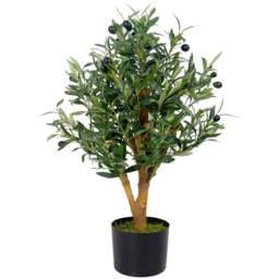 Botanik Luxury Olive Artificial Tree in Black Plastic Pot 65cm - Size: 65 x 50 x 50cm - Green - Wilko