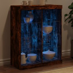 vidaXL 8 Shelf Smoked Oak Sideboard with LED Lights - Size: 100 x 81 x 37cm - Brown - Wilko - thumbnail 1