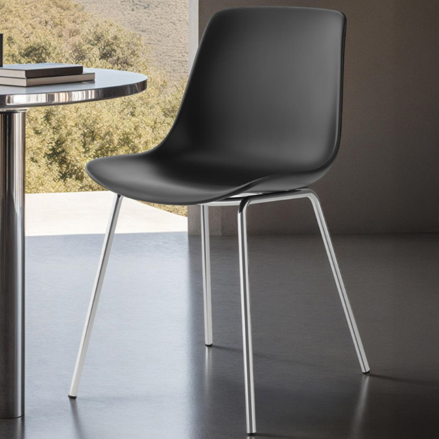 tectake Mave Set of 4 Black and Chrome Dining Chair - Wilko - image 1