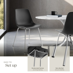 tectake Mave Set of 4 Black and Chrome Dining Chair - Wilko - thumbnail 5