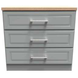 Crowndale Kent 3 Drawer Dusk Grey and Bardolino Oak Chest of Drawers Ready Assembled - Dusk Grey & Bardolino Oak - Wilko - thumbnail 3
