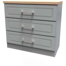 Crowndale Kent 3 Drawer Dusk Grey and Bardolino Oak Chest of Drawers Ready Assembled - Dusk Grey & Bardolino Oak - Wilko - thumbnail 5