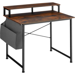 tectake Single Shelf Dark Rustic Wooden Desk with Fabric Bag - Size: 90 x 120 x 60cm - Brown - Wilko - thumbnail 3