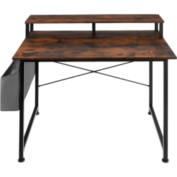 tectake Single Shelf Dark Rustic Wooden Desk with Fabric Bag - Size: 90 x 120 x 60cm - Brown - Wilko - thumbnail 4