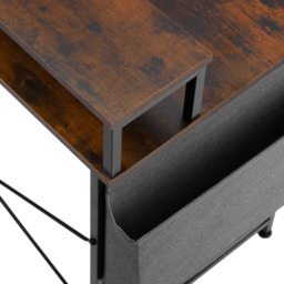 tectake Single Shelf Dark Rustic Wooden Desk with Fabric Bag - Size: 90 x 120 x 60cm - Brown - Wilko - thumbnail 6