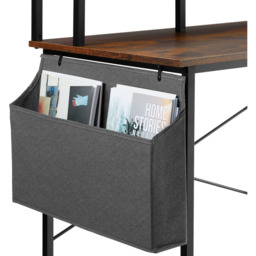 tectake Single Shelf Dark Rustic Wooden Desk with Fabric Bag - Size: 90 x 120 x 60cm - Brown - Wilko - thumbnail 5