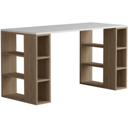 Decortie Colmar 6 Shelf Modern Desk with Bookshelf White and Oak - Multi - Wilko - thumbnail 3