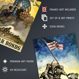Artery8 USA Vintage Military Recruitment War Bonds Wall Art Print 30 x 41cm 8 Pack - Size: 40.5 x 30.5 x 0.3cm - Multi - Wilko - thumbnail 5