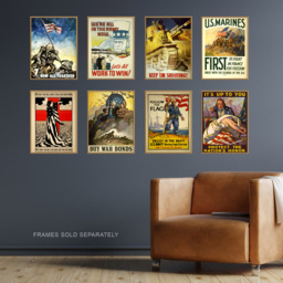 Artery8 USA Vintage Military Recruitment War Bonds Wall Art Print 30 x 41cm 8 Pack - Size: 40.5 x 30.5 x 0.3cm - Multi - Wilko - thumbnail 3