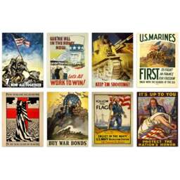 Artery8 USA Vintage Military Recruitment War Bonds Wall Art Print 30 x 41cm 8 Pack - Size: 40.5 x 30.5 x 0.3cm - Multi - Wilko - thumbnail 1