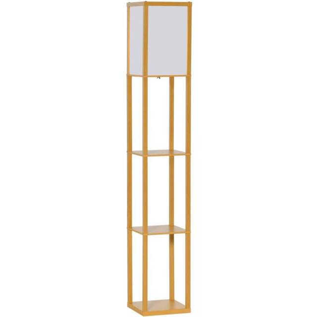 Portland 3 Shelf Natural Floor Lamp - Size: 26 x 26 x 160cm - Brown - Wilko - image 1