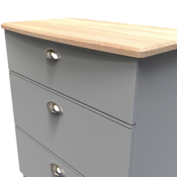 Crowndale Victoria 3 Drawer Dusk Grey and Oak Chest of Drawers - Wilko - thumbnail 6