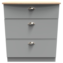 Crowndale Victoria 3 Drawer Dusk Grey and Oak Chest of Drawers - Wilko - thumbnail 3