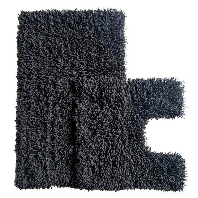 Charcoal Luxurious Twist Bath Mat Set - Wilko - image 1