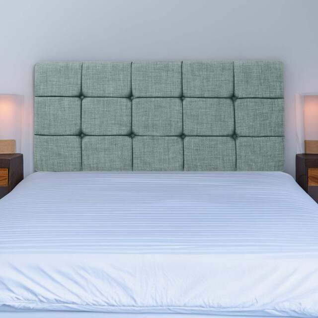 Bedmaster Double Duck Egg Linen Pearl Squared Headboard - Blue - Wilko - image 1
