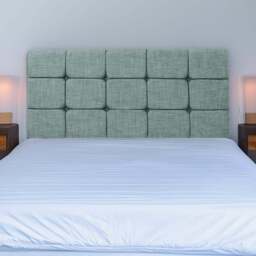 Bedmaster Double Duck Egg Linen Pearl Squared Headboard - Blue - Wilko - thumbnail 1