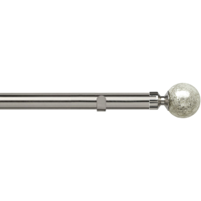 New Edge Blinds 80cm Fixed Length Satin Silver Eyelet Metal Curtain Pole Set with Empire Finial - Wilko - image 1
