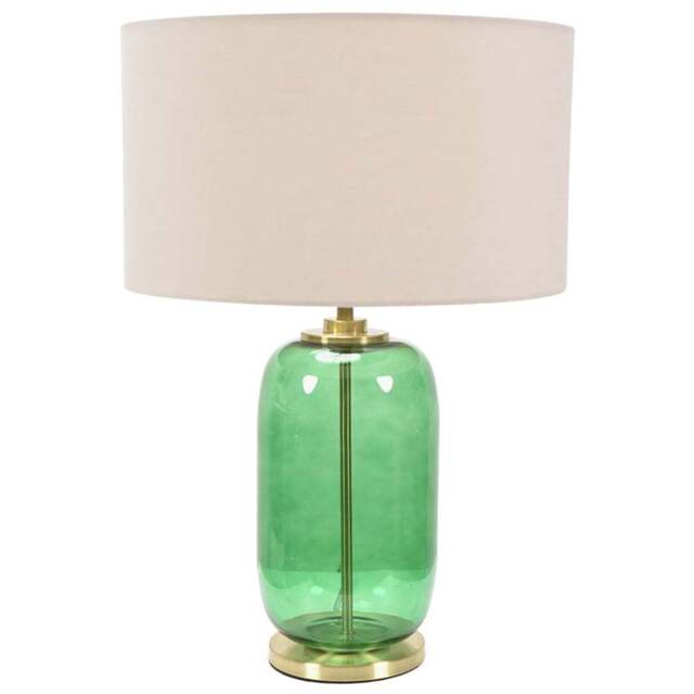ValueLights Leigh Reni Cream Shade Forest Green Glass LED Table Lamp - Size: 52.5 x 45 x 45cm - Wilko - image 1