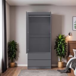 FWStyle Stora 2 Door 2 Drawer Matt Grey Wardrobe - Size: 2 Door, 2 Drawer - Wilko - thumbnail 6