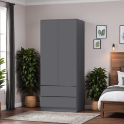 FWStyle Stora 2 Door 2 Drawer Matt Grey Wardrobe - Size: 2 Door, 2 Drawer - Wilko - thumbnail 5