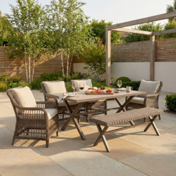 Virginia Dining Set Brown - Size: 6 Seater - Wilko - thumbnail 4