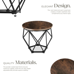 tectake Benham Industrial Dark Wood Coffee Table Set of 2 - Size: 40 x 50 x 50cm - Brown - Wilko - thumbnail 4