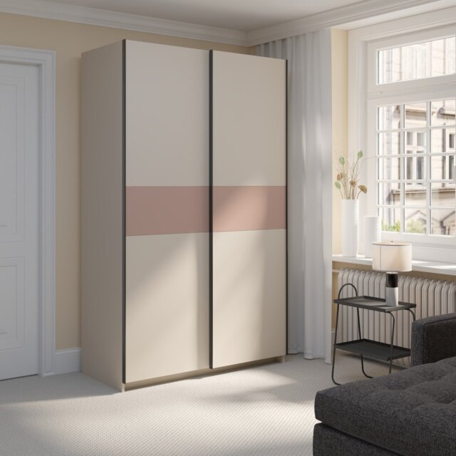 Andora Midi Sliding Wardrobe Cashmere and Cappuccino - Wilko - image 1