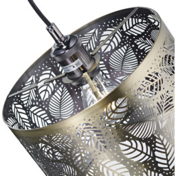 Happy Homewares Antique Brass Metal Pendant Shade with Fern Leaf Decoration - Size: 18 x 25 x 25cm - Gold - Wilko - thumbnail 5