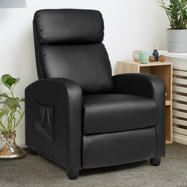 Costway Black Recliner Chair with Adjustable Backrest - Size: Single - Wilko - image 1