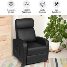 Costway Black Recliner Chair with Adjustable Backrest - Size: Single - Wilko - thumbnail 6