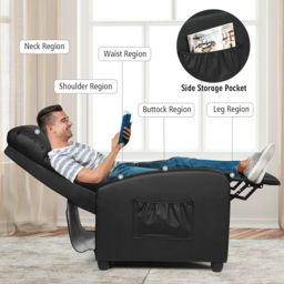 Costway Black Recliner Chair with Adjustable Backrest - Size: Single - Wilko - thumbnail 7