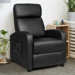 Costway Black Recliner Chair with Adjustable Backrest - Size: Single - Wilko - thumbnail 1