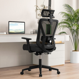 Costway Black Ergonomic Adjustable Swivel Office Chair - Size: 69 x 61 x 32cm - Wilko - thumbnail 4