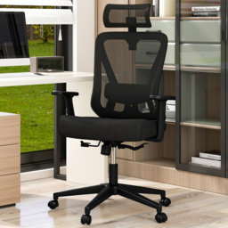 Costway Black Ergonomic Adjustable Swivel Office Chair - Size: 69 x 61 x 32cm - Wilko