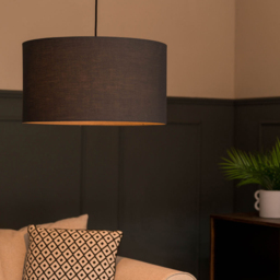 ValueLights Reni Charcoal Fabric Large Drum Shade - Size: 45 x 25 x 45cm - Grey - Wilko - thumbnail 3