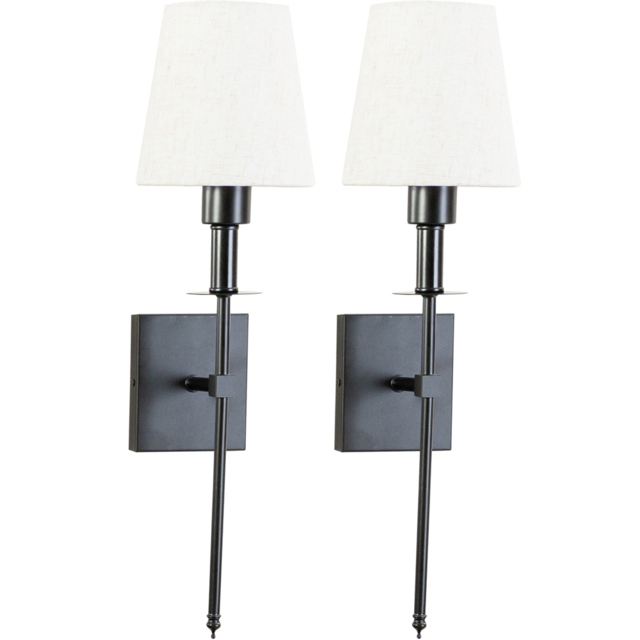 ValueLights Kincaid Black Easy Fit Rechargeable LED Wall Light 2 Pack - Wilko - image 1