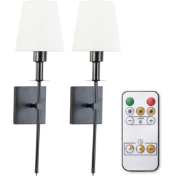 ValueLights Kincaid Black Easy Fit Rechargeable LED Wall Light 2 Pack - Wilko - thumbnail 4