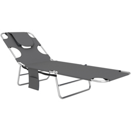 Outsunny Dark Grey 5 Level Adjustable Folding Sun Lounger - Size: 88 x 55 x 185cm - Wilko - thumbnail 3