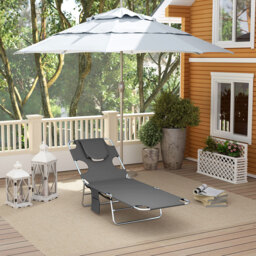 Outsunny Dark Grey 5 Level Adjustable Folding Sun Lounger - Size: 88 x 55 x 185cm - Wilko - thumbnail 4