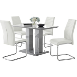 Furniturebox Molini Fontana 4 Seater Dining Set Grey Gloss White and Chrome - Wilko - thumbnail 3