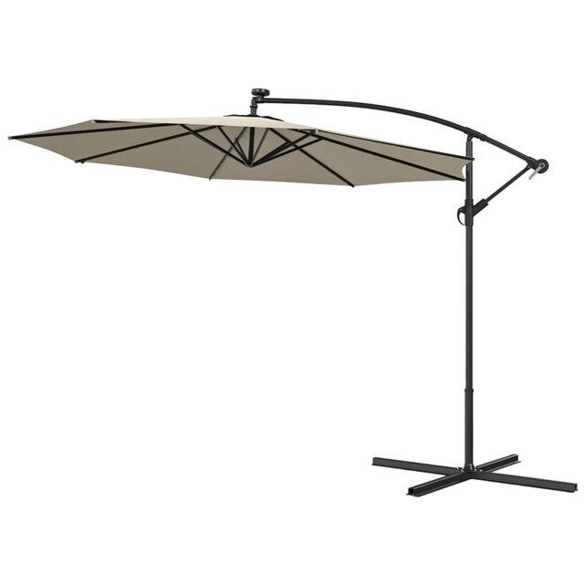 Living and Home Beige Cantilever Parasol with Cross Base 3m - Size: 260 x 300 x 300cm - White - Wilko - image 1