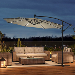 Living and Home Beige Cantilever Parasol with Cross Base 3m - Size: 260 x 300 x 300cm - White - Wilko - thumbnail 7