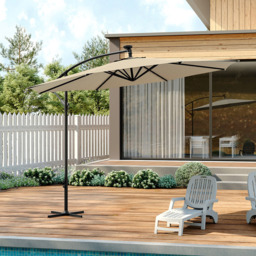 Living and Home Beige Cantilever Parasol with Cross Base 3m - Size: 260 x 300 x 300cm - White - Wilko - thumbnail 3