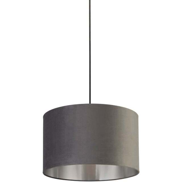 Lighting Collection Dark Grey Silver Inner Velvet Drum Shade 40cm - Size: 24 x 40 x 40cm - Wilko - image 1