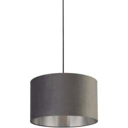 Lighting Collection Dark Grey Silver Inner Velvet Drum Shade 40cm - Size: 24 x 40 x 40cm - Wilko - thumbnail 1