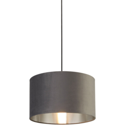 Lighting Collection Dark Grey Silver Inner Velvet Drum Shade 40cm - Size: 24 x 40 x 40cm - Wilko - thumbnail 4