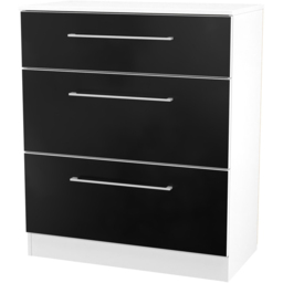 Crowndale Worcester 3 Drawer Matt Black and White Deep Chest of Drawers Ready Assembled - Black Matt & White - Wilko - thumbnail 4
