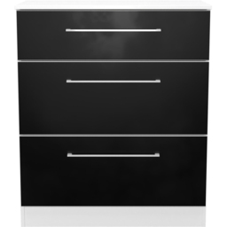 Crowndale Worcester 3 Drawer Matt Black and White Deep Chest of Drawers Ready Assembled - Black Matt & White - Wilko - thumbnail 3